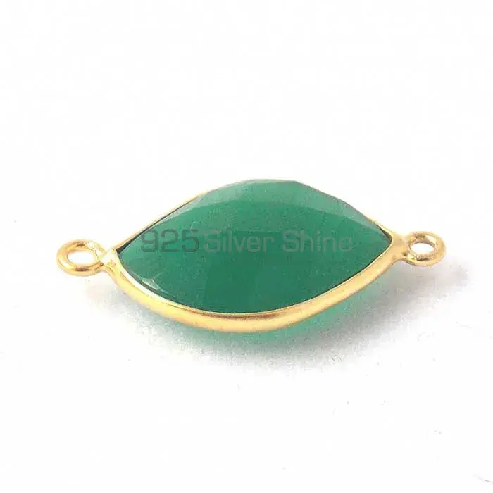 Green Onyx S Shape Gemstone Double Bail Bezel Sterling Silver Gold Vermeil Gemstone Connector 925GC349_3