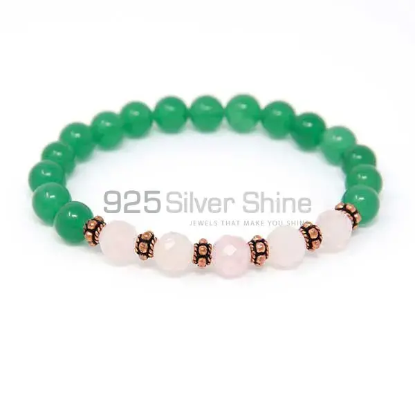Green Onyx With Rose Quartz Gemstone Beads Bracelets 925BB260
