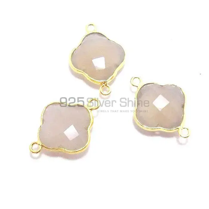 Grey Chalcedony Flower Gemstone Double Bail Bezel Sterling Silver Gold Vermeil Gemstone Connector 925GC284_3