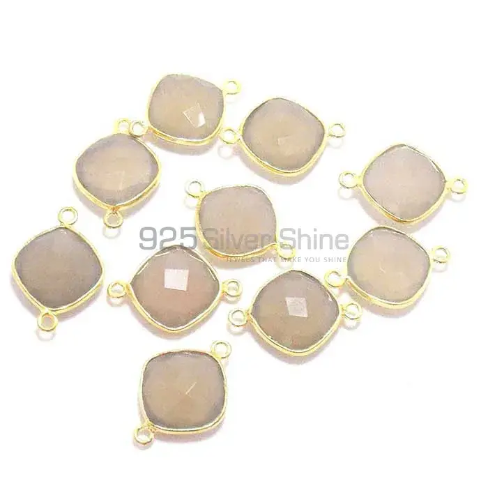 Grey Chalcedony Flower Gemstone Double Bail Bezel Sterling Silver Gold Vermeil Gemstone Connector 925GC284_6