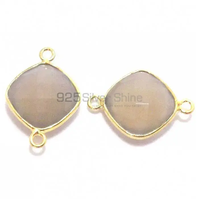 Grey Chalcedony Flower Gemstone Double Bail Bezel Sterling Silver Gold Vermeil Gemstone Connector 925GC284_7