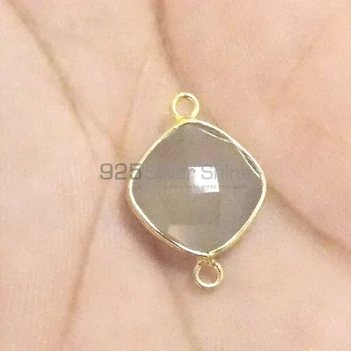 Grey Chalcedony Flower Gemstone Double Bail Bezel Sterling Silver Gold Vermeil Gemstone Connector 925GC284_8