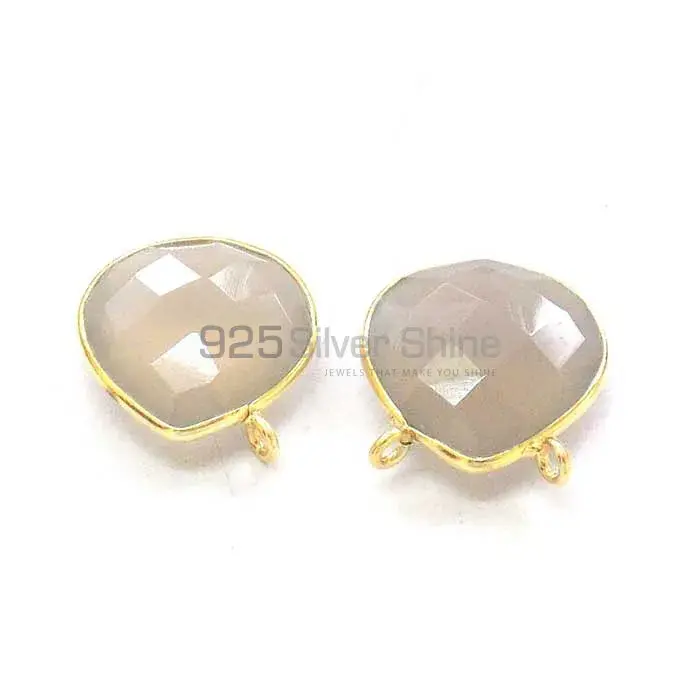 Grey Chalcedony Pear Gemstone Double Bail Bezel Sterling Silver Gold Vermeil Gemstone Connector 925GC335_3