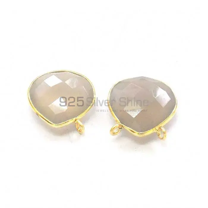 Grey Chalcedony Pear Gemstone Double Bail Bezel Sterling Silver Gold Vermeil Gemstone Connector 925GC335_4