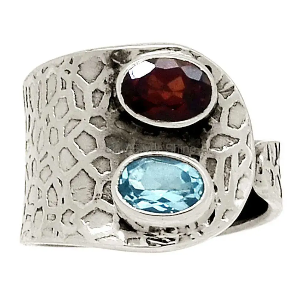 Hammer Sterling Silver Rings In Natural Gemstone 925SR2246