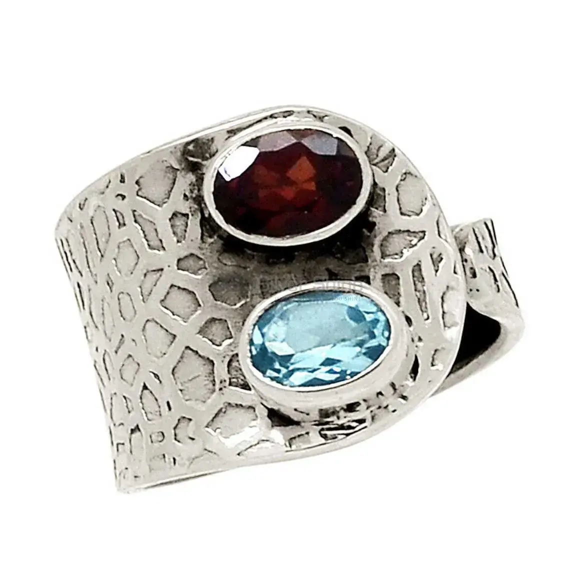 Hammer Sterling Silver Rings In Natural Gemstone 925SR2246_0