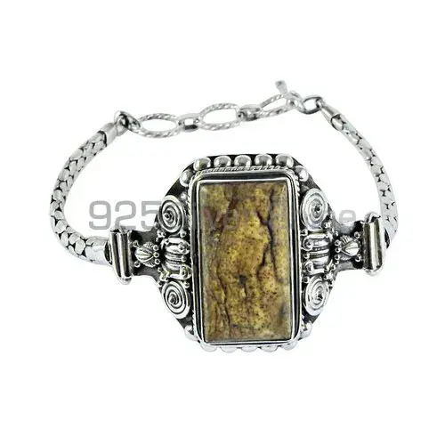 Hand Design 925 Silver Bracelets In Picture Jasper Gemstone 925SB369