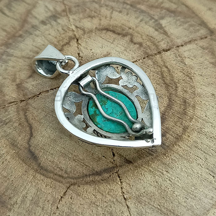 Hand Designer Turquoise Gemstone Pendant In Sterling Silver 925NSP26_1