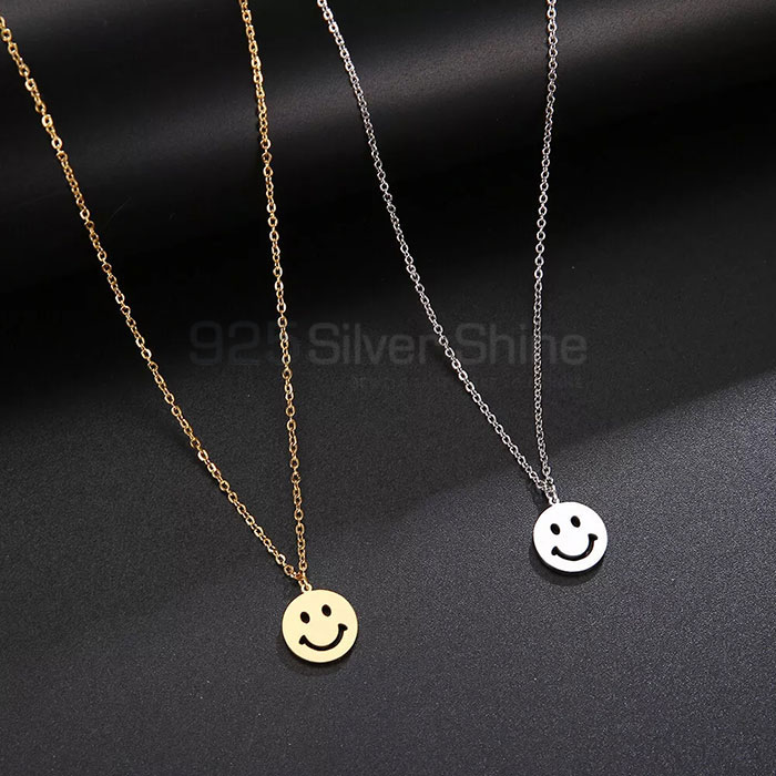 Handcrafted Smiley Emoji Necklace In 925 Sterling Silver SMMN434_1
