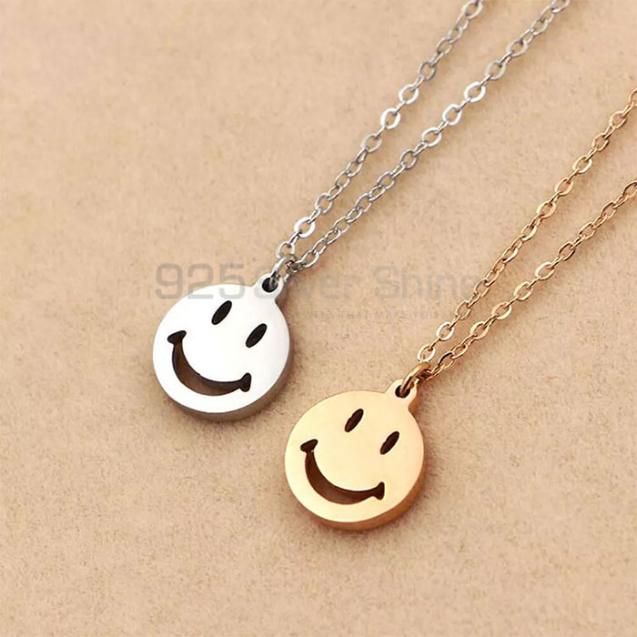 Handcrafted Smiley Emoji Necklace In 925 Sterling Silver SMMN434_3