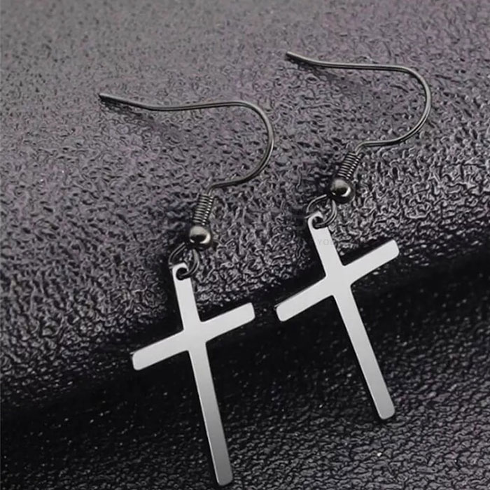 Handmade 925 Silver Cross Earrings For Minimalist Jewelry Look CRME57_0