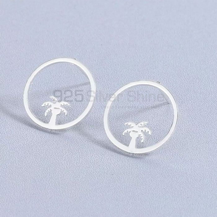 Handmade 925 Silver Palm Tree Stud Earring Jewelry TOLME592