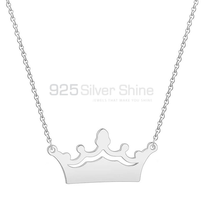 Handmade 925 Sterling Silver Crown Necklace Jewelry CRMN85