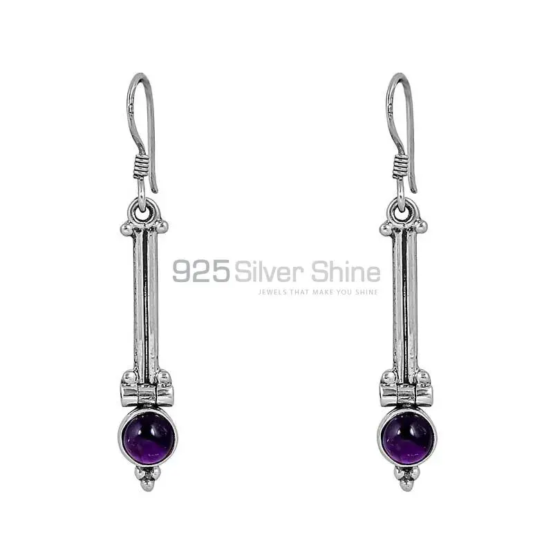 Handmade 925 Sterling Silver Earring In Natural Amethyst Gemstone Jewelry 925SE94