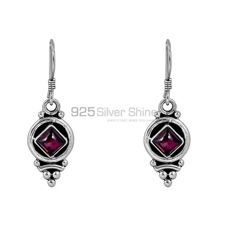 Handmade 925 Sterling Silver Earring In Natural Garnet Gemstone Jewelry 925SE95