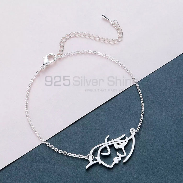 Handmade 925 Sterling Silver Face Chain Bracelet FCMB95_1