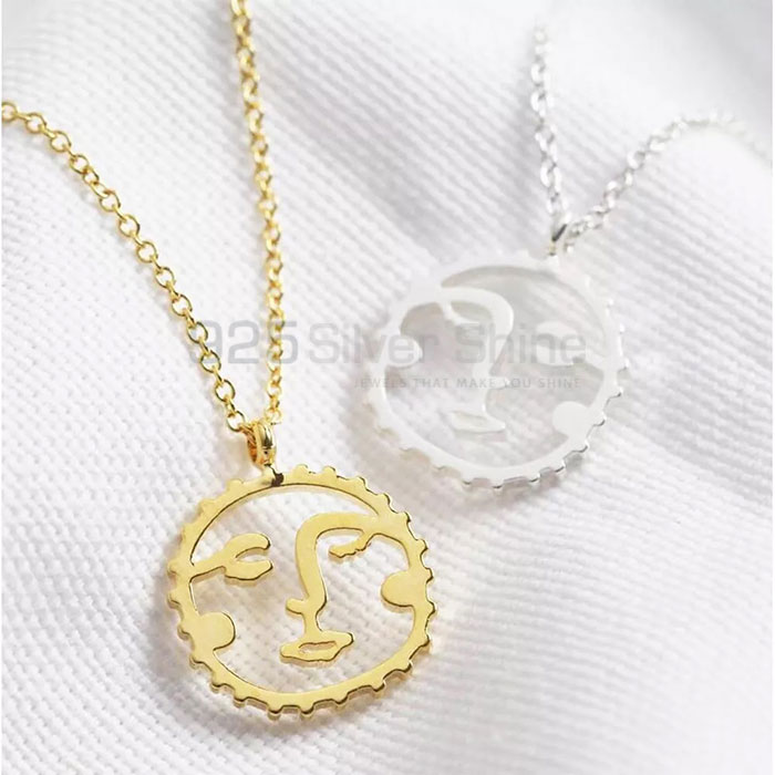 Handmade 925 Sterling Silver Face Minimalist Necklace Jewelry FCMN100_1