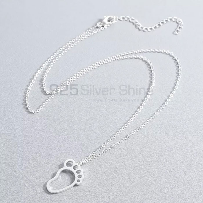 Handmade 925 Sterling Silver Foot Design Charm Necklace FAMN125
