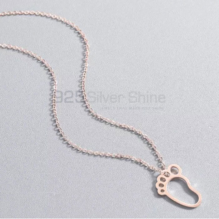 Handmade 925 Sterling Silver Foot Design Charm Necklace FAMN125_0