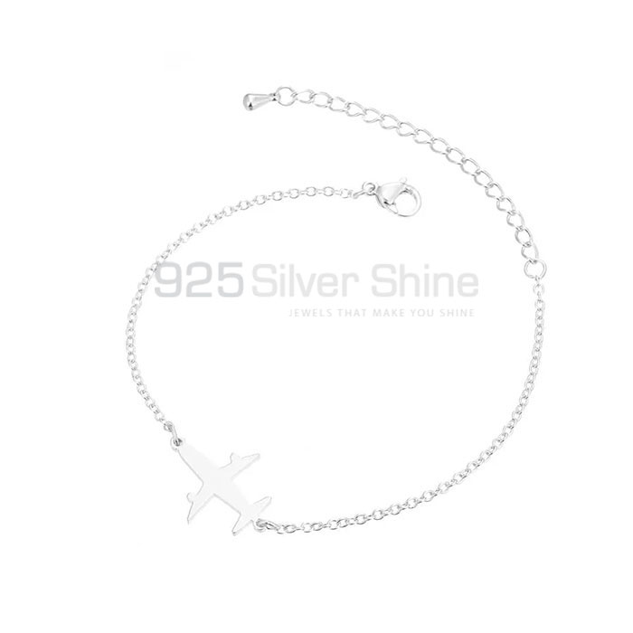 Handmade Aircraft Travel Charm Chain Bracelet In 925 Silver TVMB587