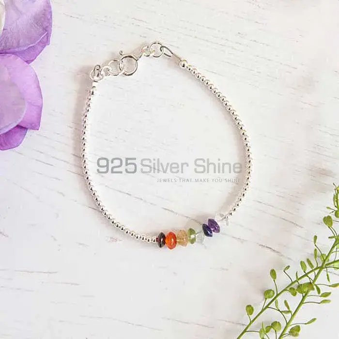 Handmade Beads Chakra Bracelets With Sterling Silver Jewelry SSCB107
