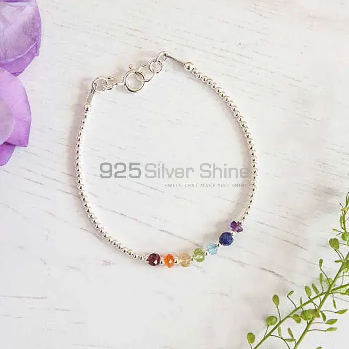 Handmade Beads Chakra Bracelets With Sterling Silver Jewelry SSCB107_1