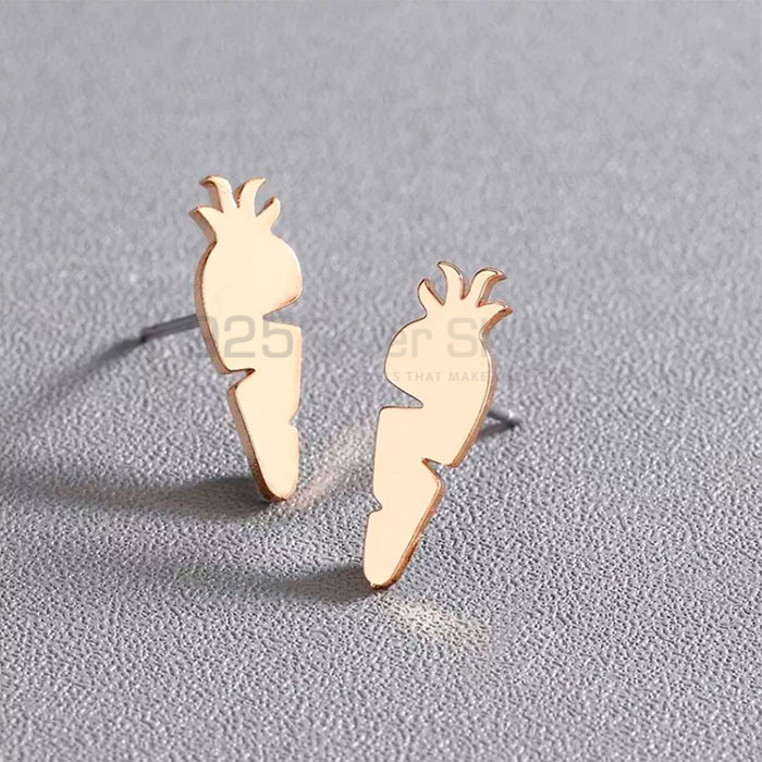 Handmade Carrot Minimalist Stud Earring In Sterling Silver FRME267_0