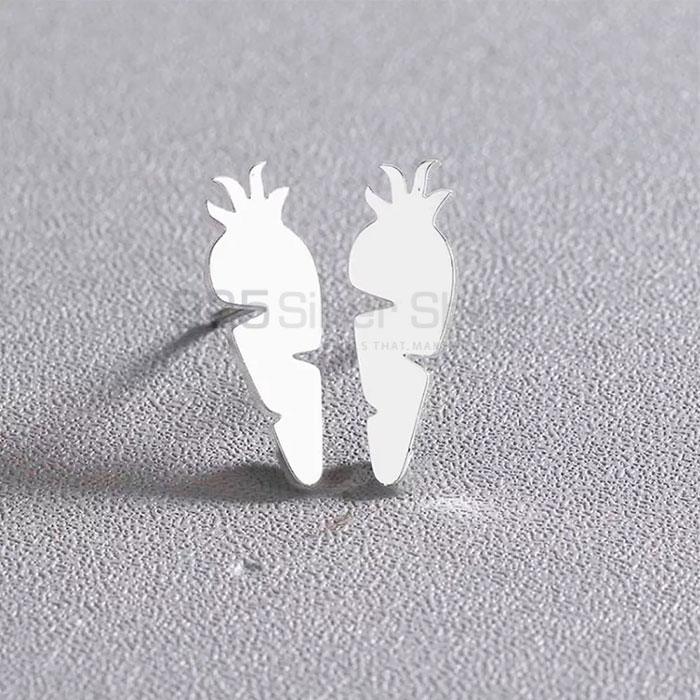 Handmade Carrot Minimalist Stud Earring In Sterling Silver FRME267_2