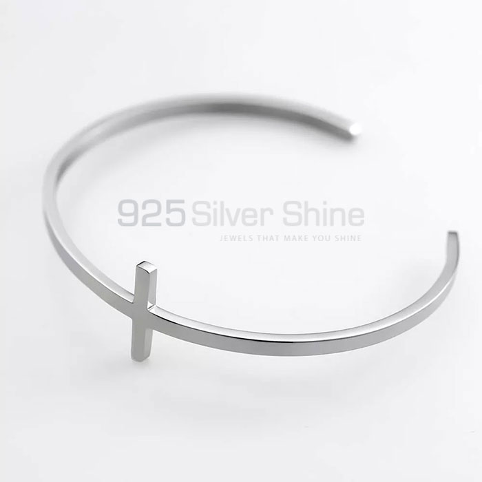 Handmade Cross Minimalist Crucifix Cuff Bangle Or Bracelets In 925 Silver CRMB50