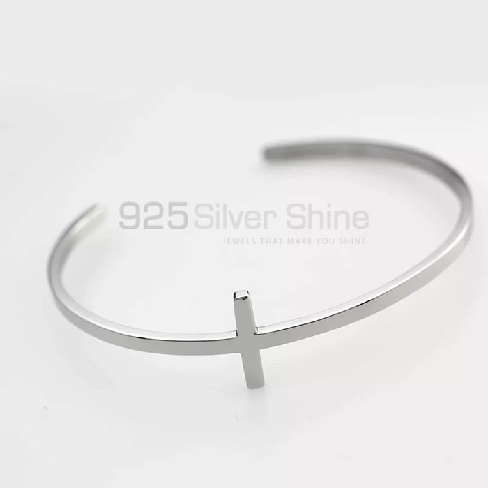 Handmade Cross Minimalist Crucifix Cuff Bangle Or Bracelets In 925 Silver CRMB50_2