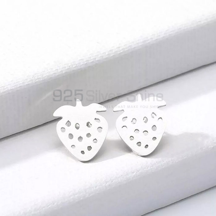 Handmade Cute Sterling Silver Strawberry Fruit Earrings FRME262