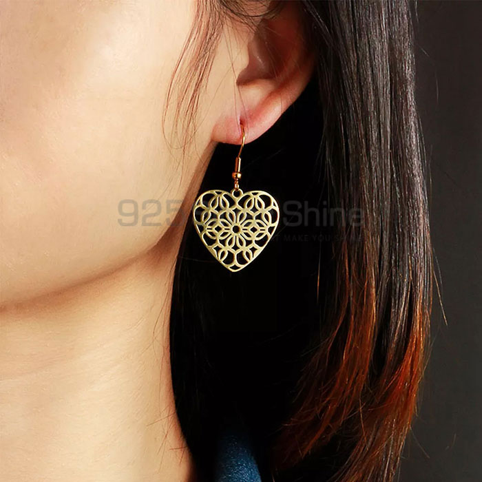 Handmade Filigree Heart Earring In 925 Sterling Silver FGME168_0