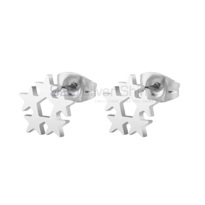 Handmade Five Star Minimalist Stud Earring In 925 Silver STME501