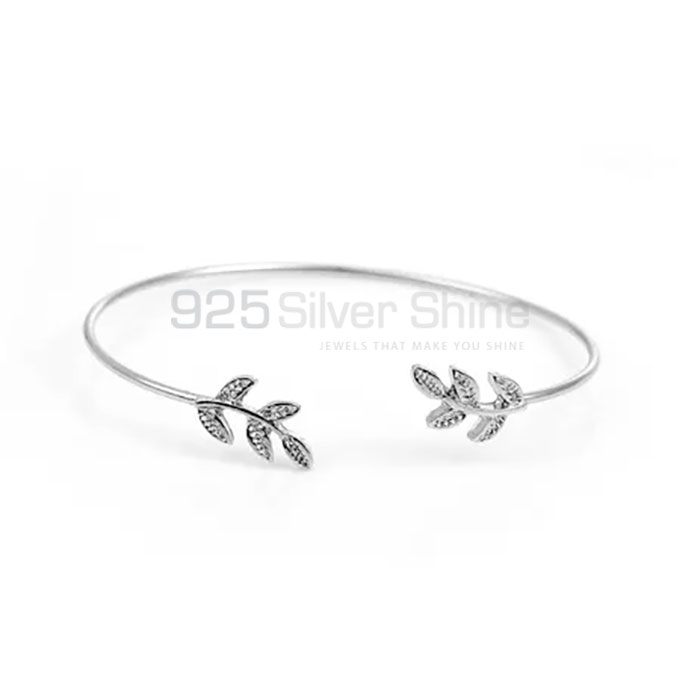 Handmade Flower Open Cuff Bangle Or Bracelet In Sterling Silver FWMB179