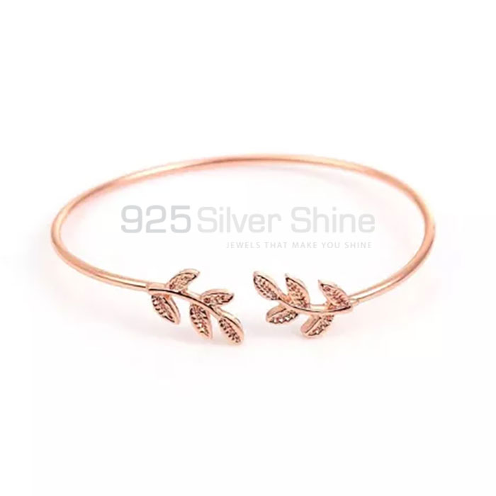 Handmade Flower Open Cuff Bangle Or Bracelet In Sterling Silver FWMB179_1