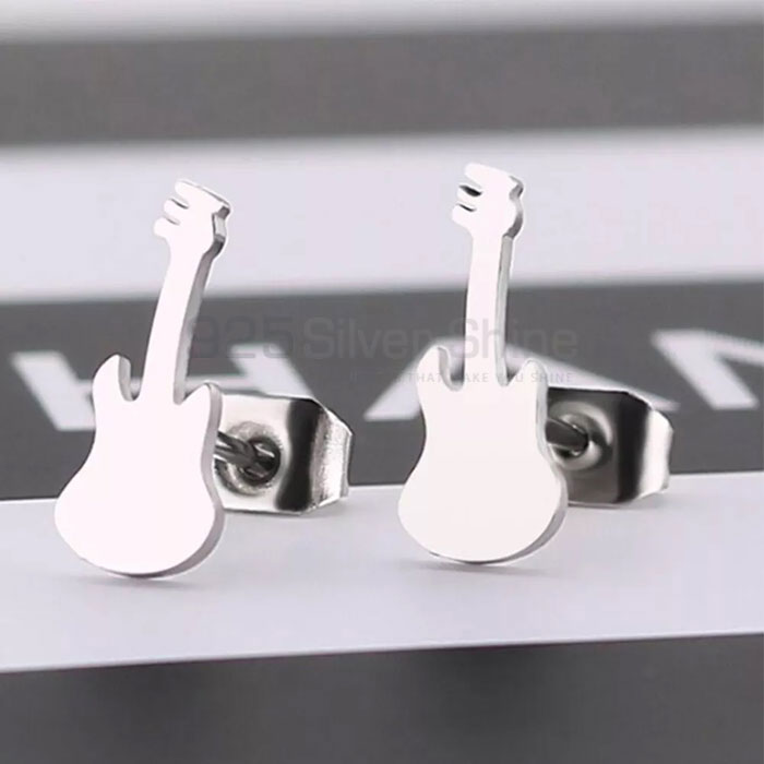 Handmade Guitar Players Music Stud Earring In 925 Silver MSME416