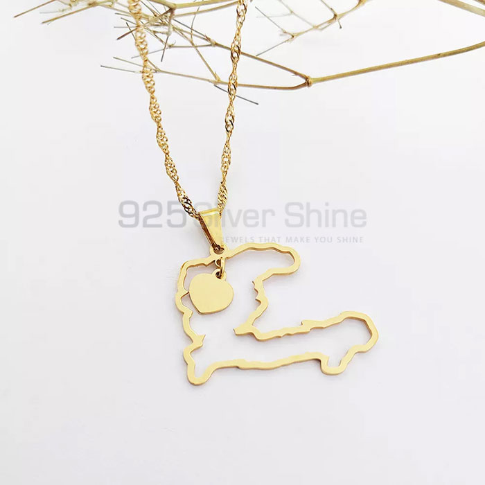 Handmade Haiti Map Minimalist Necklace In Sterling Silver MPMN369_0