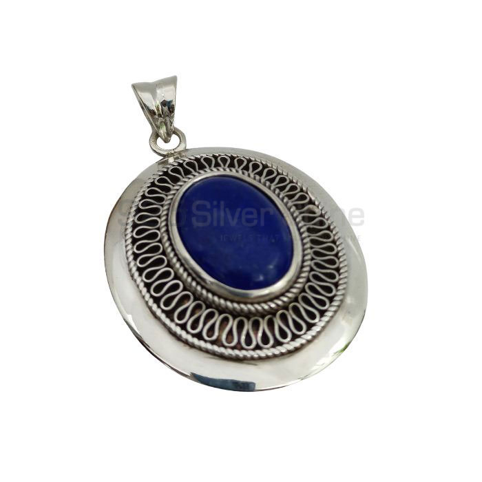 Handmade Lapis Lazuli Ethnic Pendant In Sterling Silver 925NSP29