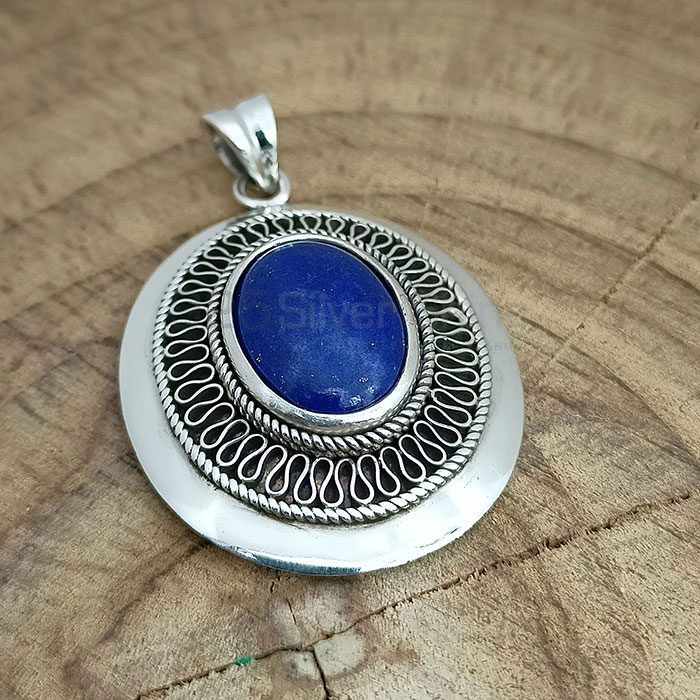 Handmade Lapis Lazuli Ethnic Pendant In Sterling Silver 925NSP29_1