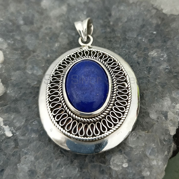 Handmade Lapis Lazuli Ethnic Pendant In Sterling Silver 925NSP29_3