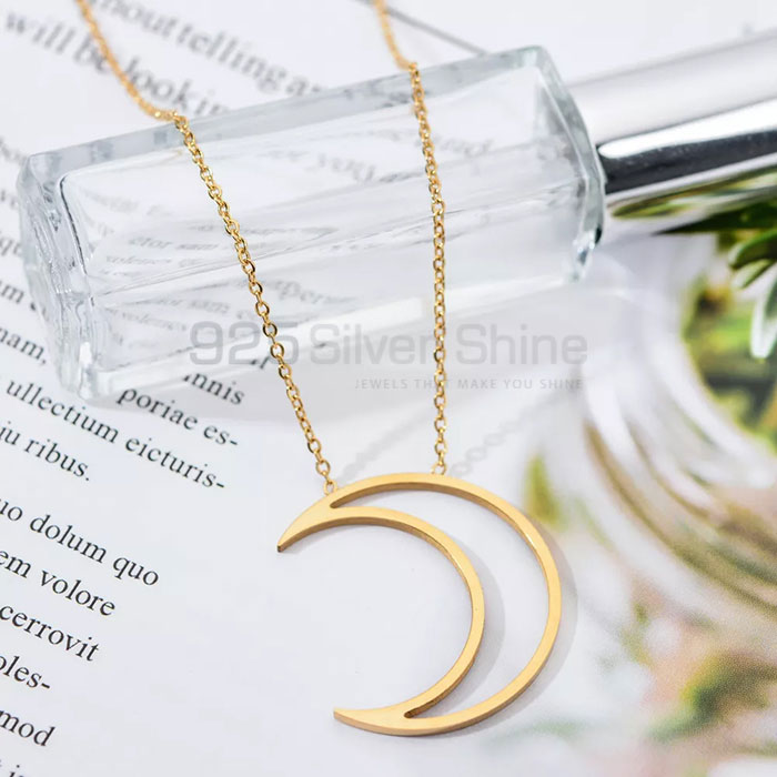 Handmade Moon Chain Necklace In 925 Sterling Silver MOMN390_1
