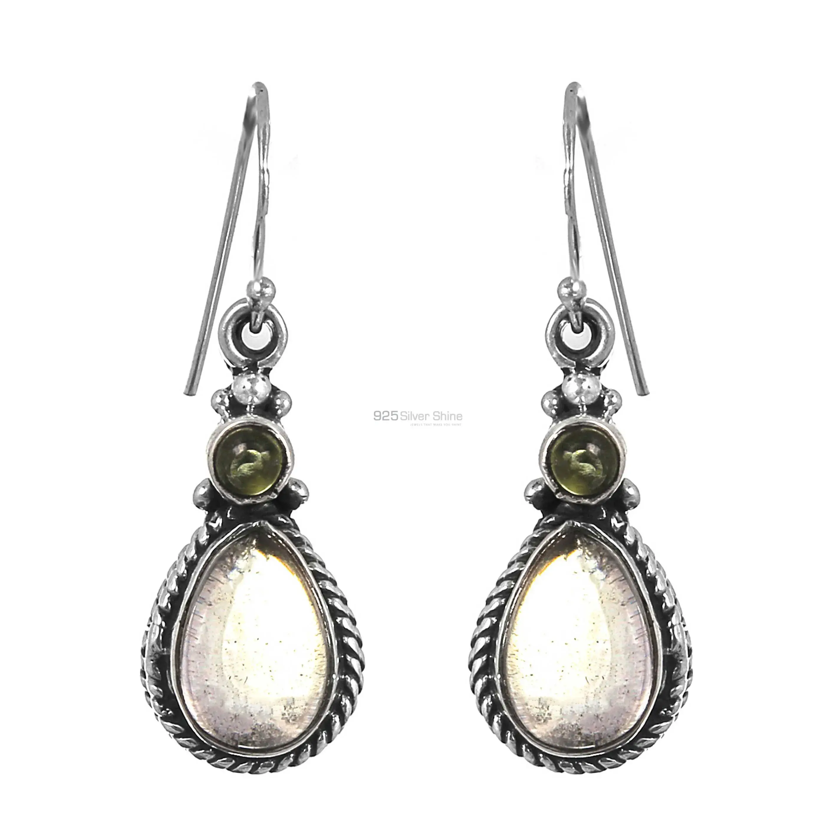 Handmade Citrine-Peridot Gemstone Earring In Sterling Silver Jewelry 925SE178_0