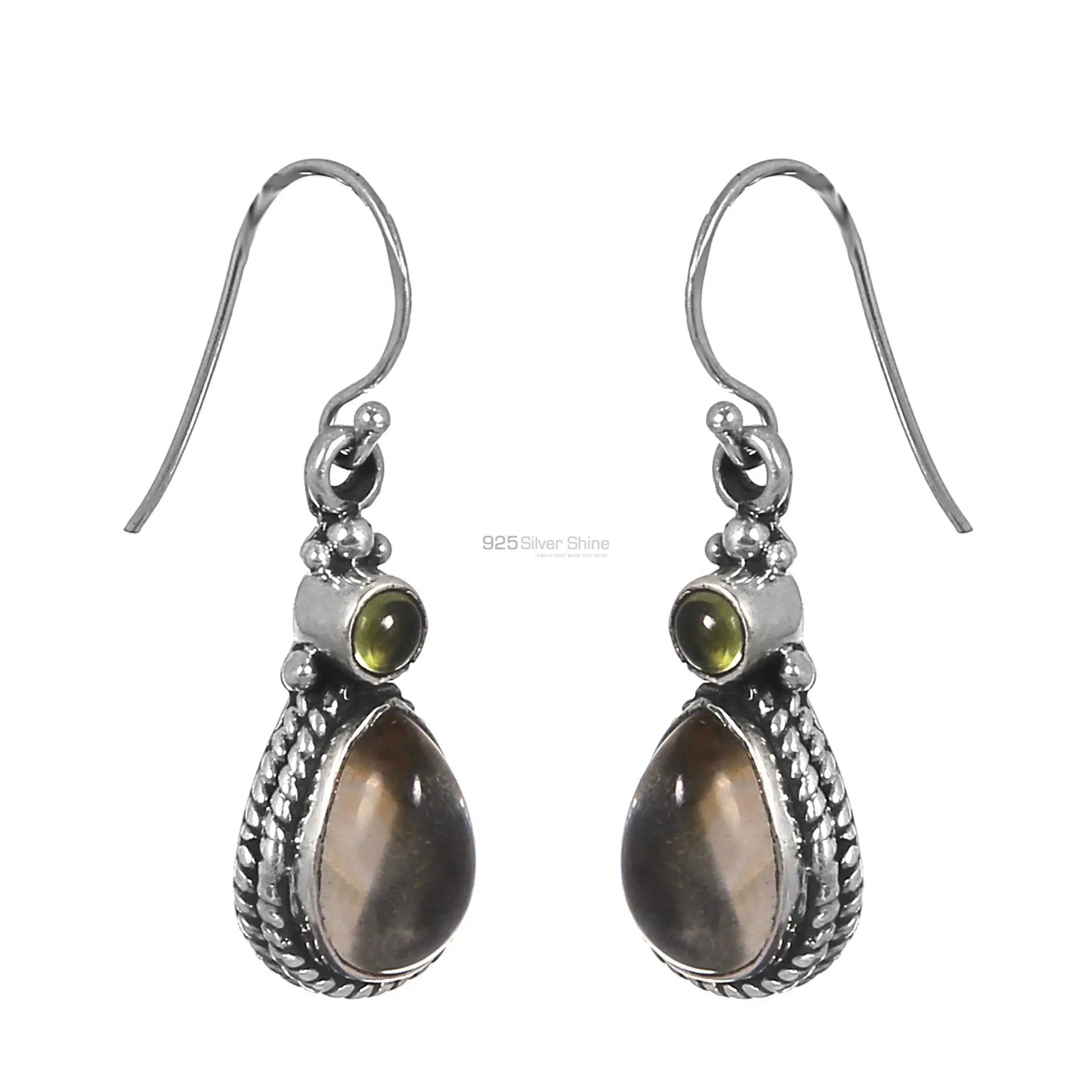 Handmade Citrine-Peridot Gemstone Earring In Sterling Silver Jewelry 925SE178_0