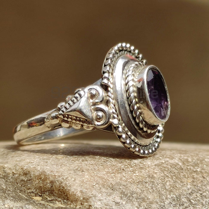 Faceted Amethyst Sterling Silver Oxidized Ring SSR97_0