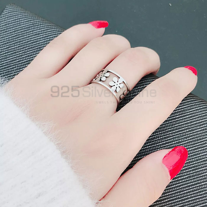 Handmade Perfect Flower Band Ring In Sterling Silver FWMR245_1