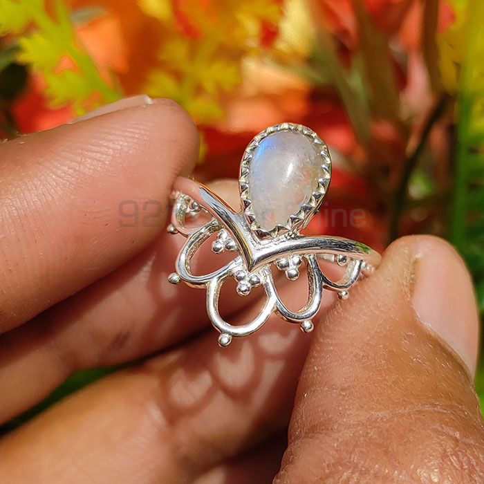 Handmade Rainbow Moonstone Ring In Sterling Silver SSR42_1