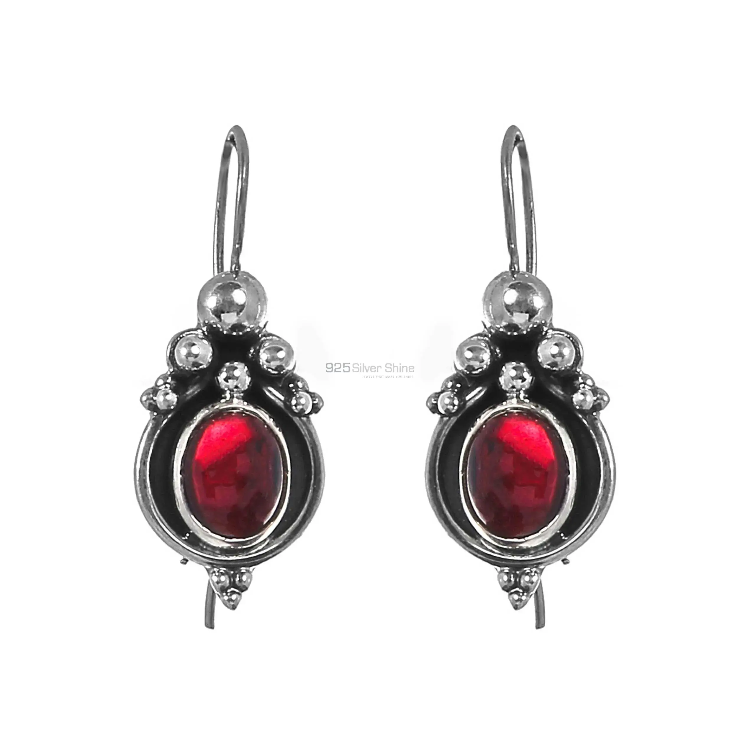 Handmade Solid Silver Earrings In Garnet Gemstone Jewelry 925SE204_0