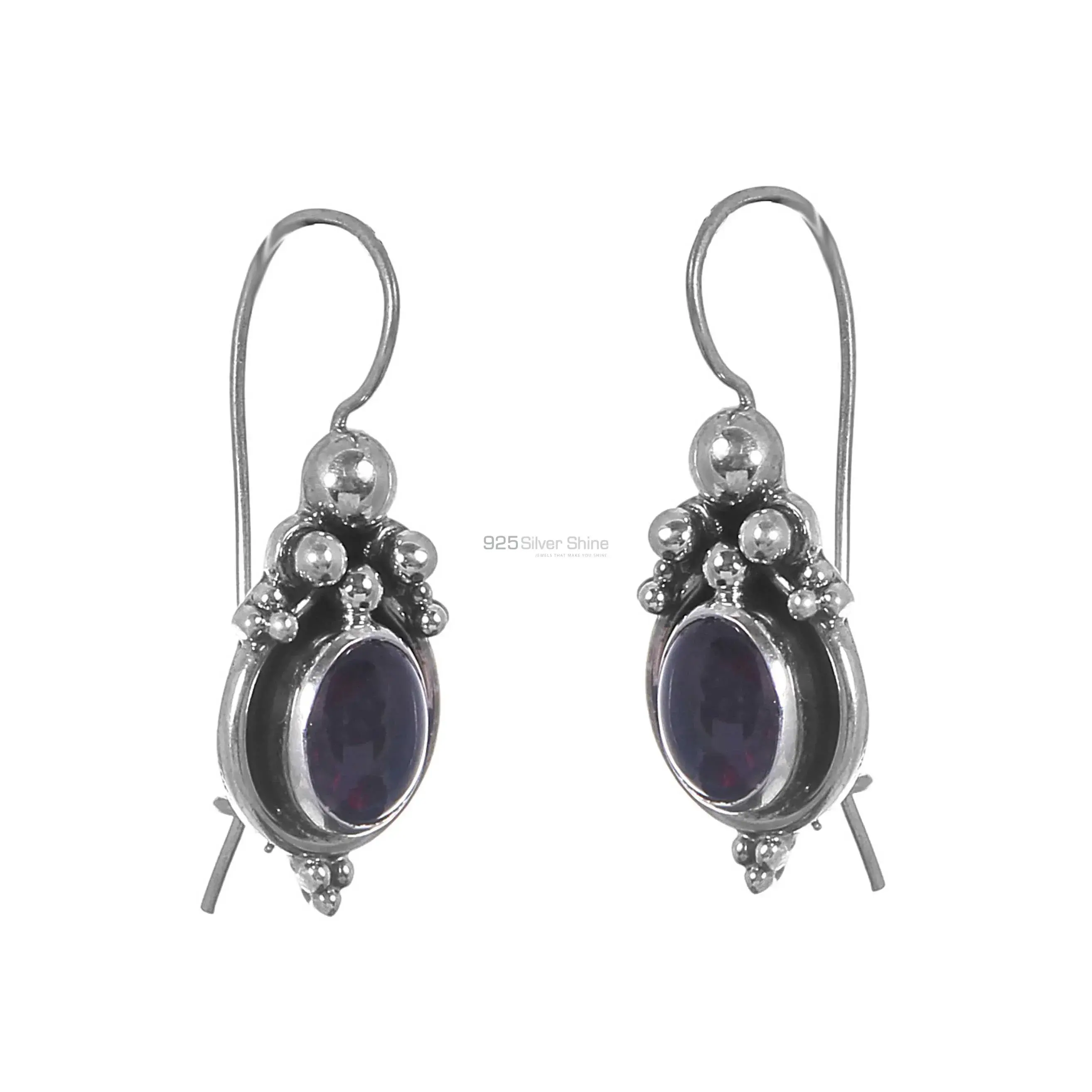Handmade Solid Silver Earrings In Garnet Gemstone Jewelry 925SE204_0