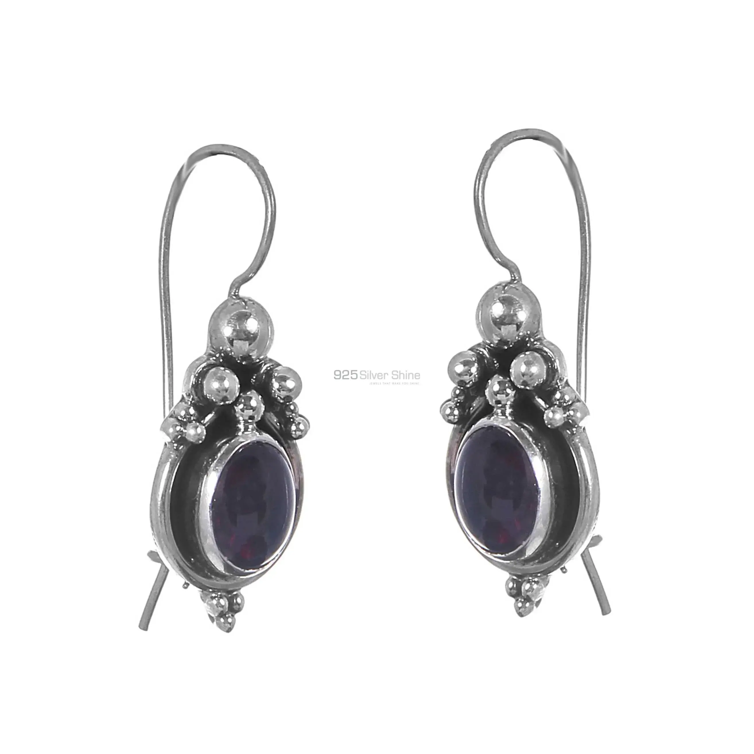 Handmade Solid Silver Earrings In Garnet Gemstone Jewelry 925SE204_1