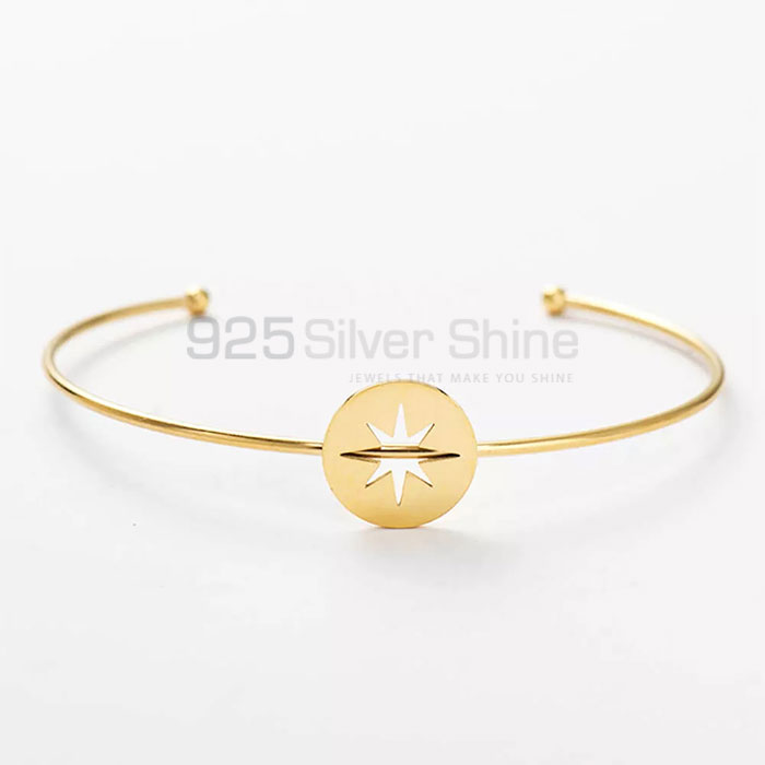 Handmade Star Cut Cuff Bangle Bracelet In Sterling Silver STMR468